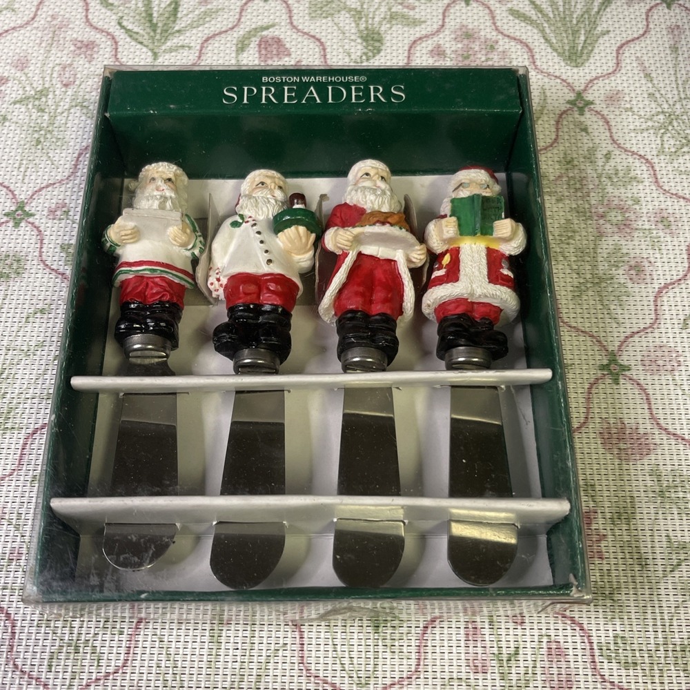Boston Warehouse Santa Chef Spreaders Set of 4 1995 Christmas Hors d'Oeuvres‎